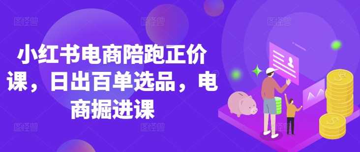 小红书电商陪跑正价课，小红书官方认证电商讲师教学，日出百单选品，电商掘进课-鲲鹏云网创