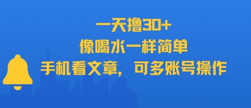 一天撸30+，像喝水一样简单，手机看文章，可多账号操作-鲲鹏云网创