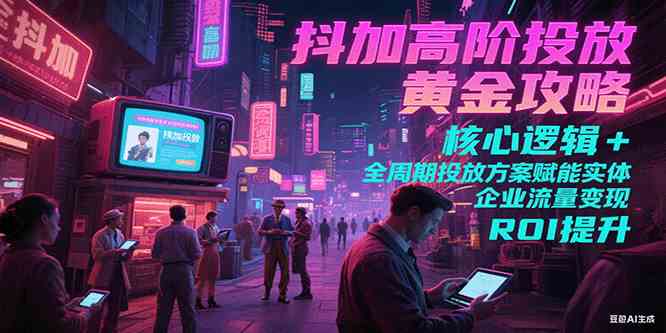 抖加高阶投放黄金攻略：核心逻辑全周期投放方案赋能实体企业流量变现 ROI 提升-鲲鹏云网创