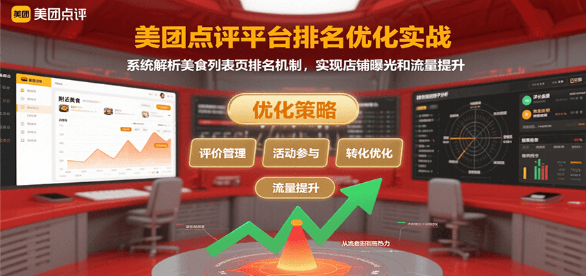美团点评平台排名优化实战，系统解析美食列表页排名机制，实现店铺曝光和流量提升-鲲鹏云网创