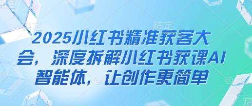 2025小红书精准获客大会，深度拆解小红书获课AI智能体，让创作更简单-鲲鹏云网创