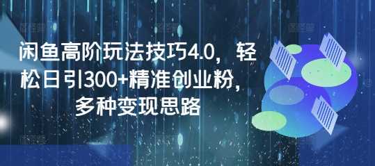 闲鱼高阶玩法技巧4.0，轻松日引300+精准创业粉，多种变现思路-鲲鹏云网创