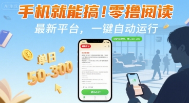 手机就能搞！零撸阅读挂G，最新平台，一键自动运行，随时随地挣，单日50-3张+【揭秘】-鲲鹏云网创