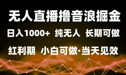 无人直播撸音浪掘金，日入1k+，纯无人红利期，小白可做，当天见效【揭秘】-鲲鹏云网创