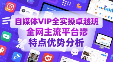自媒体VIP全实操卓越班，全网主流平台特点优势分析-鲲鹏云网创