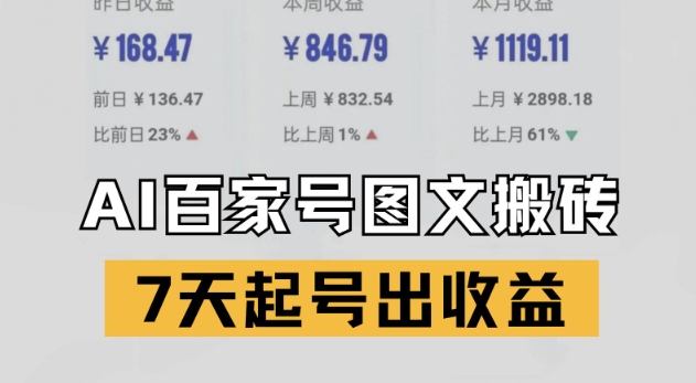 百家号搬砖新玩法，AI一键仿写爆文，7天起号出收益-鲲鹏云网创
