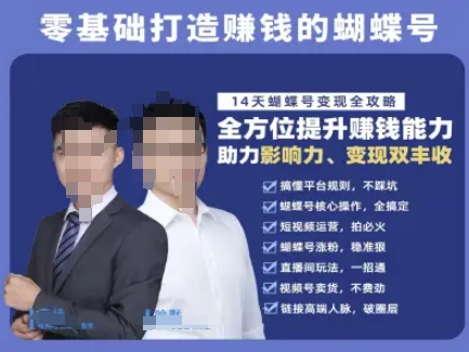 蝴蝶号专栏-视频号运营教程，零基础打造挣钱的蝴蝶号，14天蝴蝶号变现全攻略-鲲鹏云网创