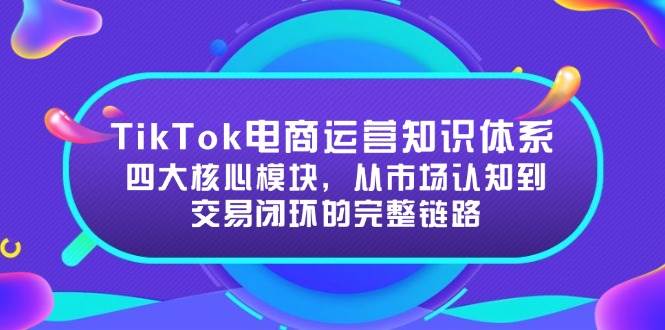 （15065期）TikTok电商运营知识体系：四大核心模块，从市场认知到交易闭环的完整链路-鲲鹏云网创