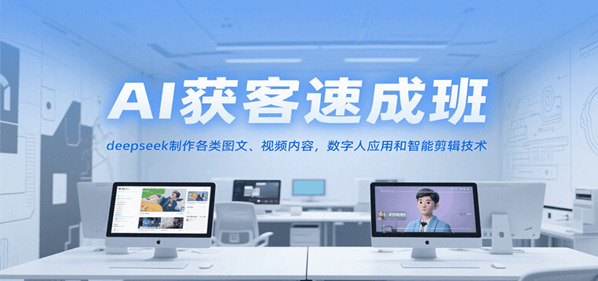 AI获客速成班，deepseek制作各类图文、视频内容，数字人应用和智能剪辑技术-鲲鹏云网创