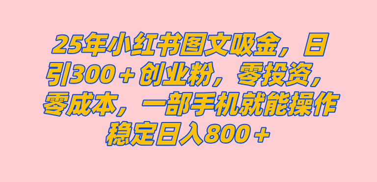 （14437期）25年小红书创业粉图文自热打法，一部手机简单操作， 日引300＋创业粉，零投资，零成本，每天利用20分钟就能完成-鲲鹏云网创