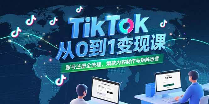 （15346期）TikTok从0到1变现课，账号注册全流程，爆款内容制作与矩阵运营-鲲鹏云网创