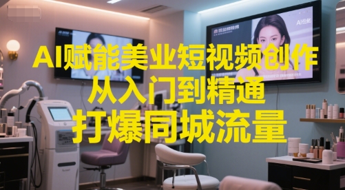 AI赋能美业短视频创作，从入门到精通，打爆同城流量，超级AI工具短视频实操落地-鲲鹏云网创