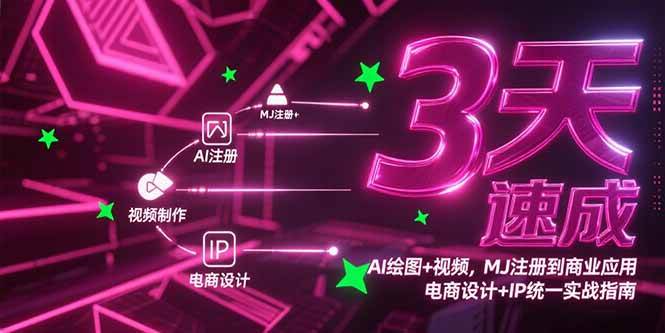 （15245期）3天速成AI绘图+视频，MJ注册到商业应用，电商设计+IP统一实战指南-鲲鹏云网创