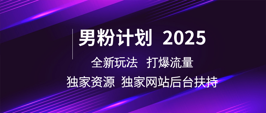 男粉计划2025 全新玩法打爆流量 独立网站 独立资源后台扶持-鲲鹏云网创