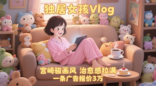 单个账号涨粉71W！用AI制作独居女孩Vlog，宫崎骏画风，治愈感拉满，一条广告报价3W-鲲鹏云网创
