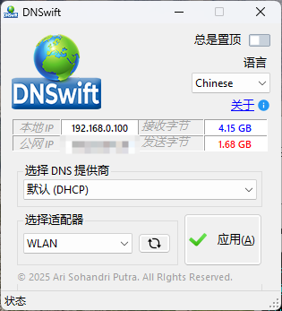 DNS切换工具DNSwift v1.1中文版-鲲鹏云网创