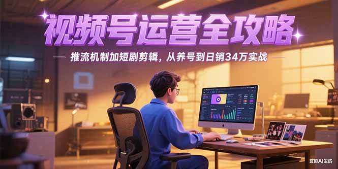 （15217期）2025视频号运营全攻略，推流机制加短剧剪辑，从养号到日销34万实战-鲲鹏云网创