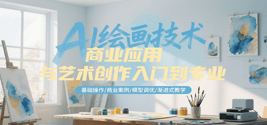 AI绘画技术商业应用与艺术创作入门到专业，基础操作/商业案例/模型调优/渐进式教学-鲲鹏云网创