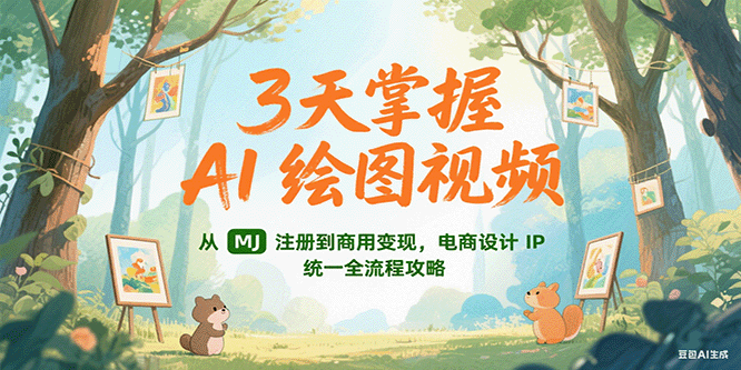 3天掌握AI绘图视频，从MJ 注册到商用变现，电商设计IP统一全流程攻略-鲲鹏云网创