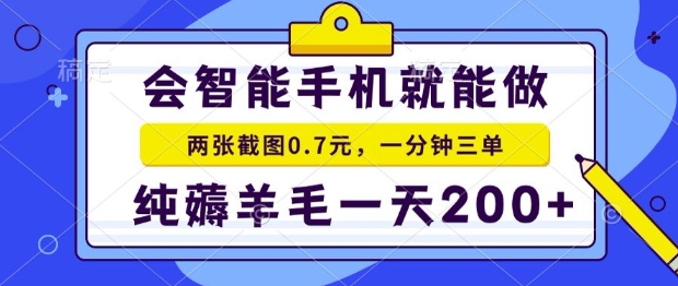 2025年零撸手机项目，二十秒一单，纯薅羊毛，一天200+做就有【揭秘】-鲲鹏云网创
