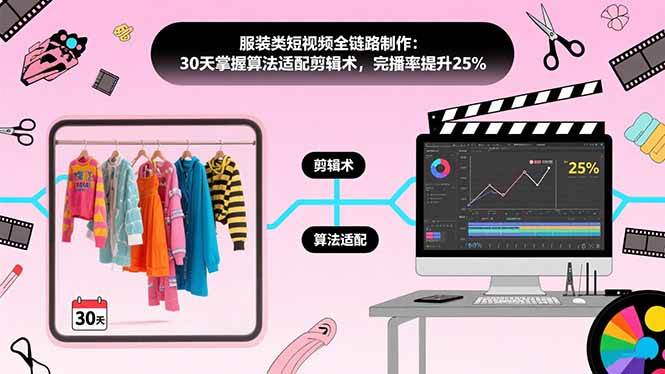 （15655期）服装类短视频全链路制作：30天掌握算法适配剪辑术，完播率提升25%-鲲鹏云网创