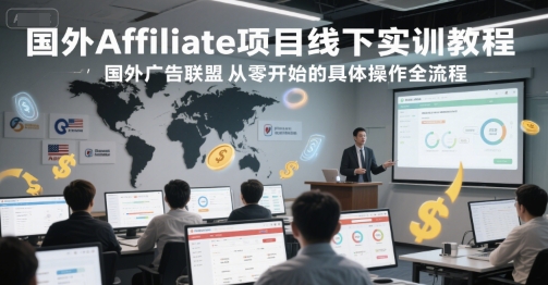 国外Affiliate项目线下实训教程，国外广告联盟从零开始的具体操作全流程-鲲鹏云网创