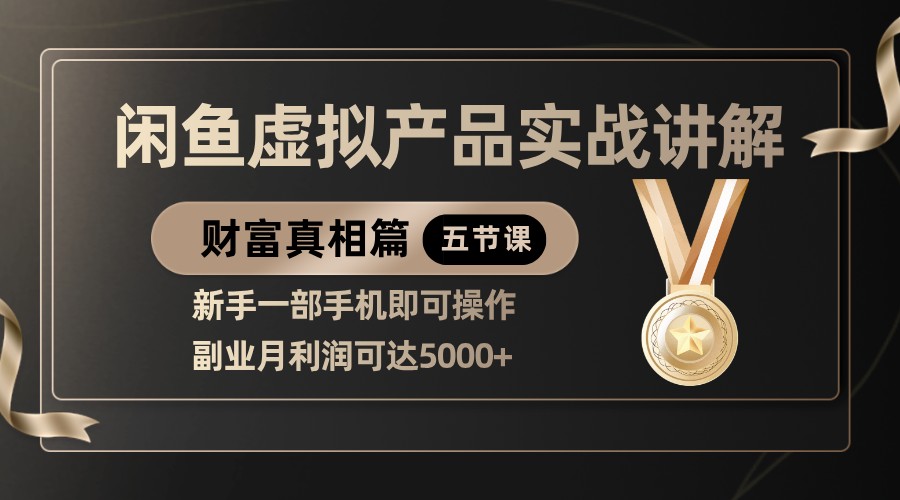 精品闲鱼虚拟产品实战讲解，新手一部手机即可操作，副业月利润可达5000+-鲲鹏云网创
