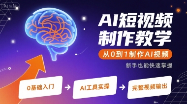 AI短视频制作教学，从0到1制作AI视频-鲲鹏云网创