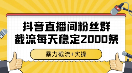 抖音直播间粉丝群暴力截流，一台电脑每天稳定2000条数据，暴力截流+实操 【揭秘】-鲲鹏云网创