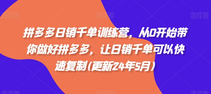 拼多多日销千单训练营，从0开始带你做好拼多多，让日销千单可以快速复制(更新25年6月)-鲲鹏云网创