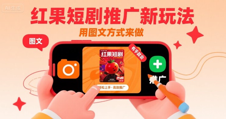 红果短剧推广新玩法，用图文方式来做，有手就会-鲲鹏云网创