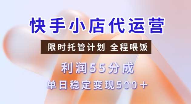 快手小店代运营3.0，模式新升级，收益55分，稳定单日5张【揭秘】-鲲鹏云网创