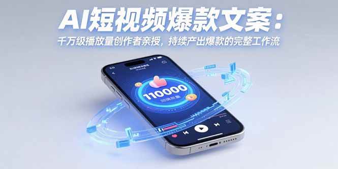 （15569期）AI短视频爆款文案：千万级播放量创作者亲授，持续产出爆款的完整工作流-鲲鹏云网创