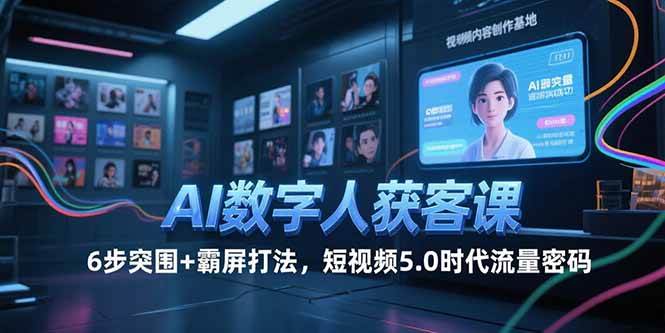 （15247期）AI数字人获客课，6步突围+霸屏打法，短视频5.0时代流量密码-鲲鹏云网创