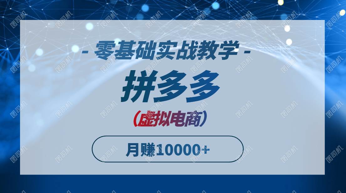 （14880期）拼多多虚拟电商，零基础实战教学，快速打爆商品，新手也能月入10000+-鲲鹏云网创