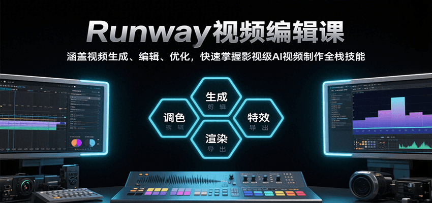 Runway视频编辑课，涵盖视频生成、编辑、优化，快速掌握影视级AI视频制作全栈技能-鲲鹏云网创