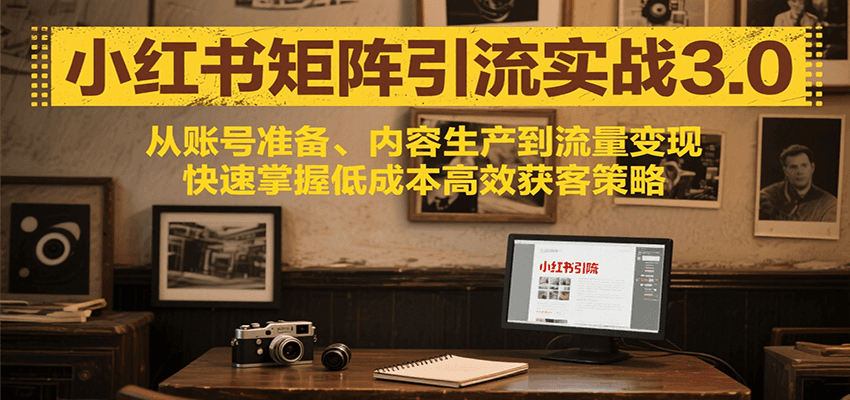 小红书矩阵引流3.0，从账号准备、内容生产到流量变现，快速掌握低成本高效获客策略-鲲鹏云网创