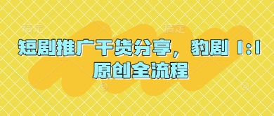 短剧推广干货分享，豹剧 1:1原创全流程-鲲鹏云网创
