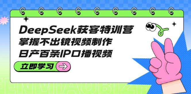 （14544期）DeepSeek获客特训营：掌握不出镜视频制作，日产百条IP口播视频-鲲鹏云网创