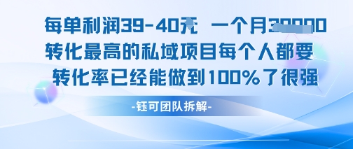 每单利润40一个月7k+转化最高的私域项目，每个人都要的产品转化率已经能做到100%-鲲鹏云网创
