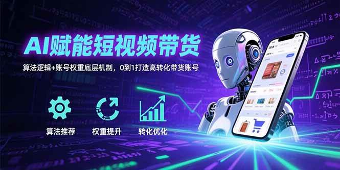 （15563期）AI赋能短视频带货：算法逻辑+账号权重底层机制，0到1打造高转化带货账号-鲲鹏云网创