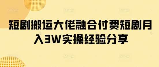 短剧搬运大佬融合付费短剧月入3W实操经验分享-鲲鹏云网创