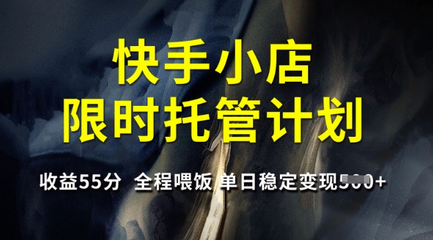 快手小店限时托管计划，收益55分，全程喂饭，单日稳定变现5张【揭秘】-鲲鹏云网创