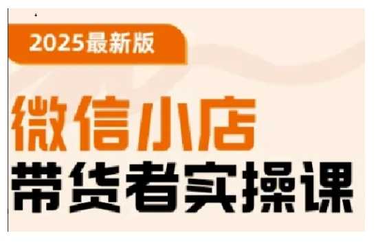 2025最新版微信小店带货者实操课，基础操作到高级运营技巧，快速上手-鲲鹏云网创
