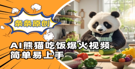 Ai熊猫吃饭爆火视频，条条原创，简单易上手-鲲鹏云网创