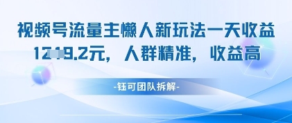 视频号流量主懒人新玩法，一天收益1k，人群精准收益高-鲲鹏云网创