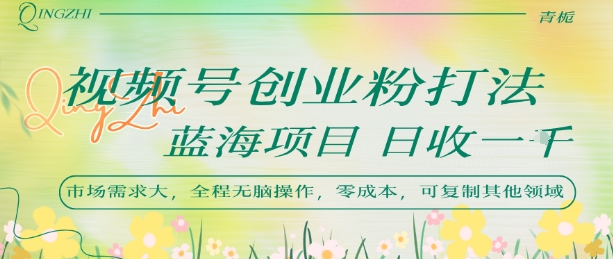 视频号创业粉打法，日入1k，蓝海项目，市场需求大，全程无脑操作，可复制-鲲鹏云网创