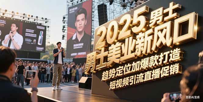 2025男士美业新风口，趋势定位加爆款打造，短视频引流直播促销-鲲鹏云网创