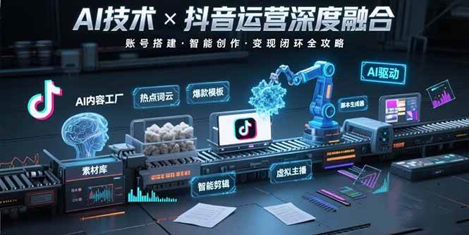 （15630期）AI技术与抖音运营的深度融合应用：涵盖账号搭建、内容创作、收益变现等-鲲鹏云网创