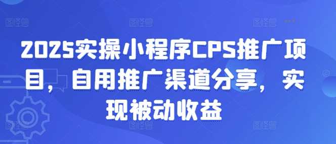 2025实操小程序CPS推广项目，自用推广渠道分享，实现被动收益-鲲鹏云网创